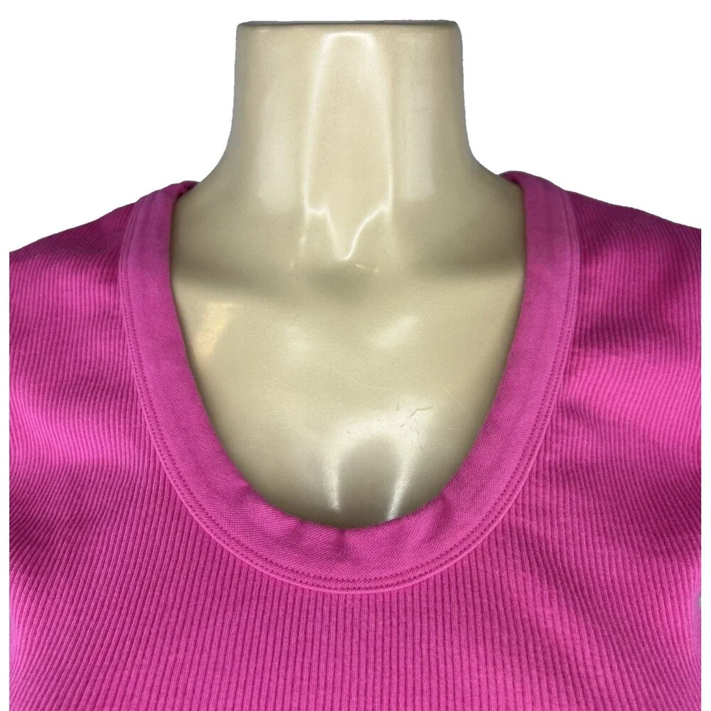 Alo Yoga Seamless Ribbed Serene Short Sleeve Top Size L Pink Cropped Active